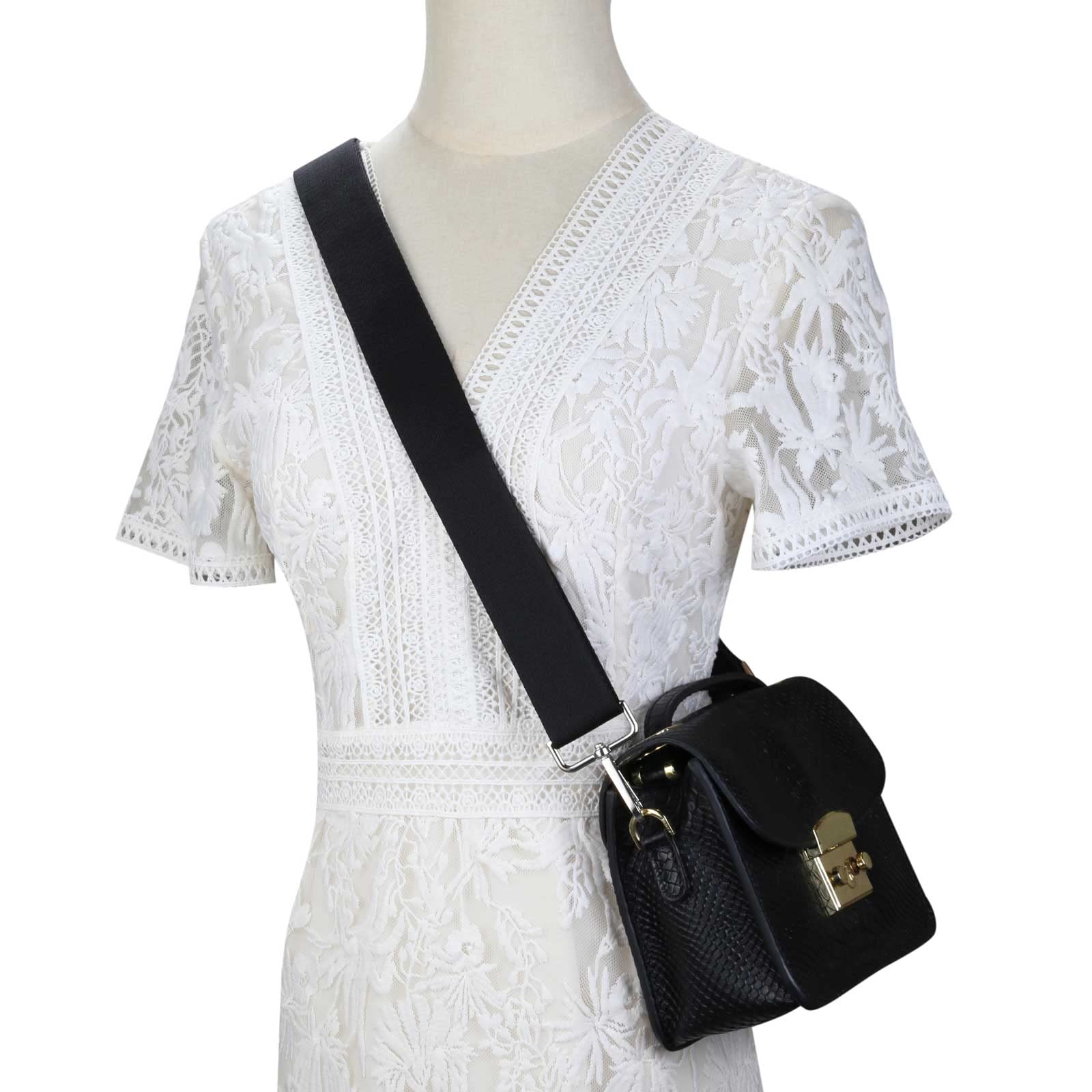 Allzedream Thick Purse Strap Wide Adjustable Replacement Crossbody Bag Handbag, Black-silvery Hardware, Wide:1.5 inch - Image 2