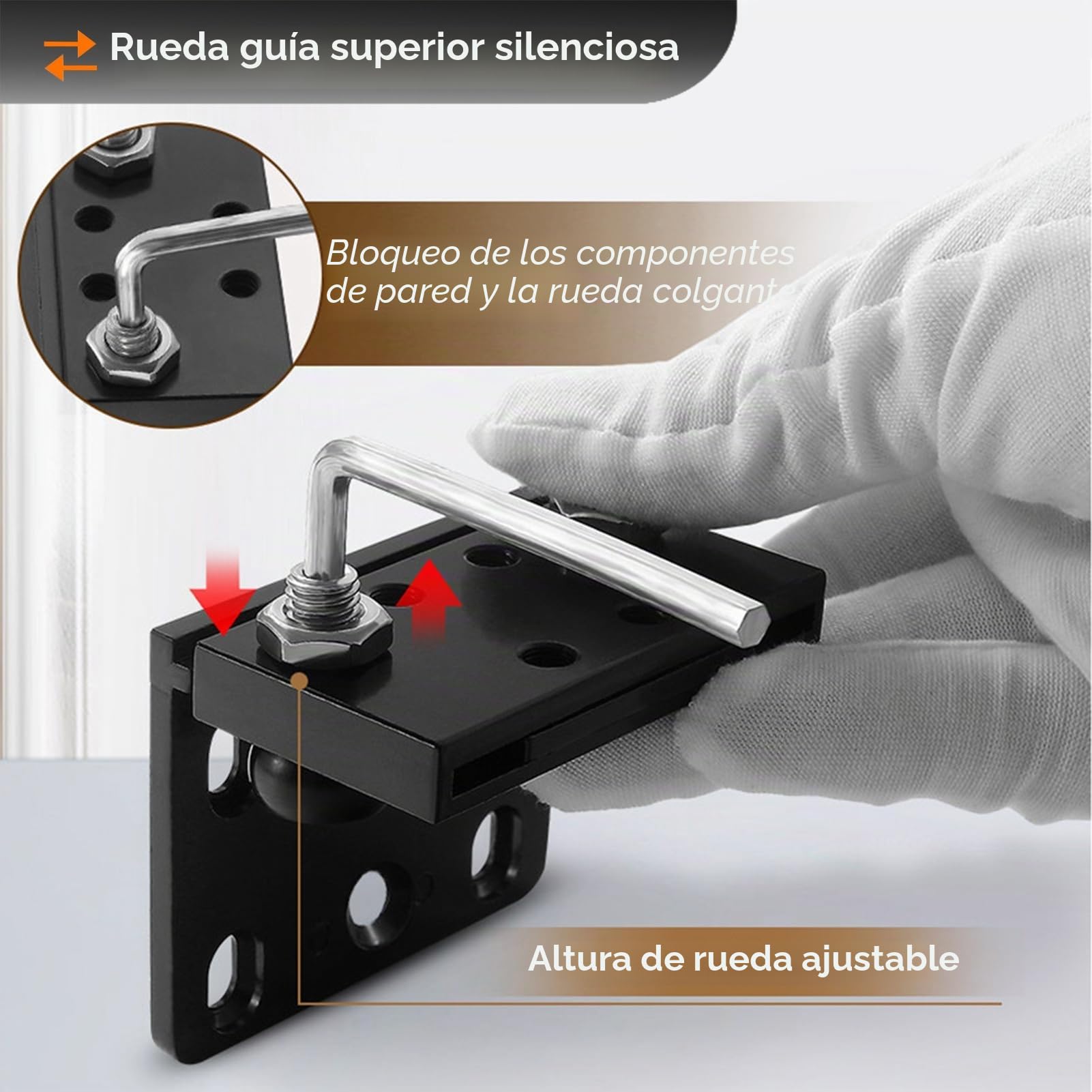 Herrajes Puertas Correderas Riel Invisible Ghost para Puerta Corredera de Clóset con Espejo, Herrajes para Puerta Ghost Sin Riel de 55–180 cm, Riel para Puerta con Cierre Suave(73cm/28.7in)