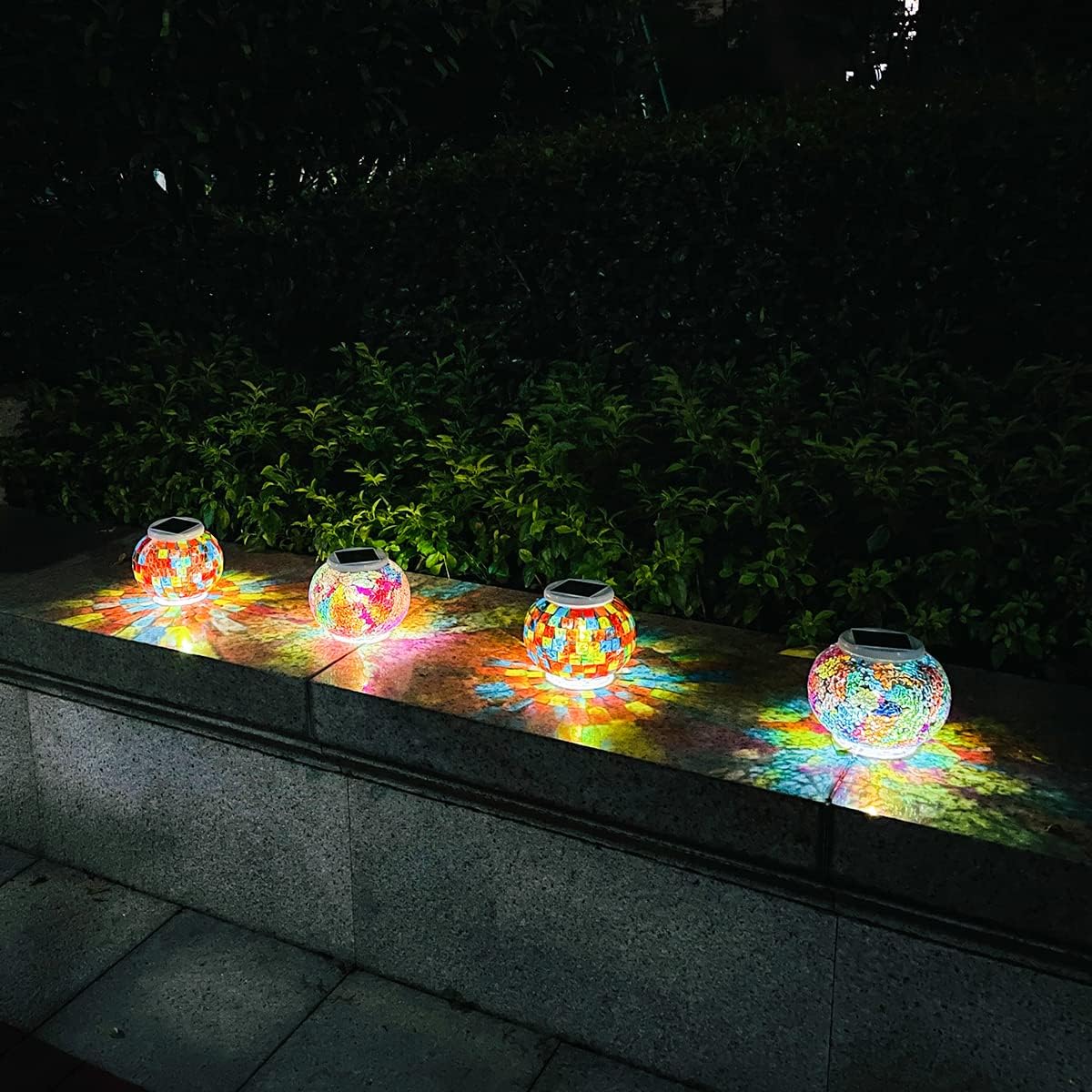 ZYLiWoo Color Changing Solar Powered Mosaic Glass Ball Garden Lights, Solar Table Light Waterproof, Solar LED Night Light for Garden, Terrace, Party, Yard, Outdoor/Indoor Decoration, Ideal Gift - - 