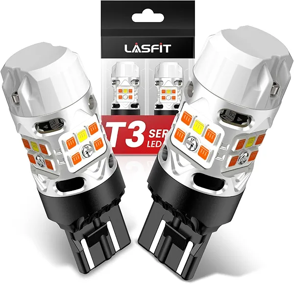 LASFIT T3 7443 CK Switchback LED CanBus Bulb 7444 ONLY for CK Socket Amber/White Front Turn Signal Light Error Free Anti Hyper Flash for GMC Canyon 2015-2022, for Colorado 2015-2022(2pcs)