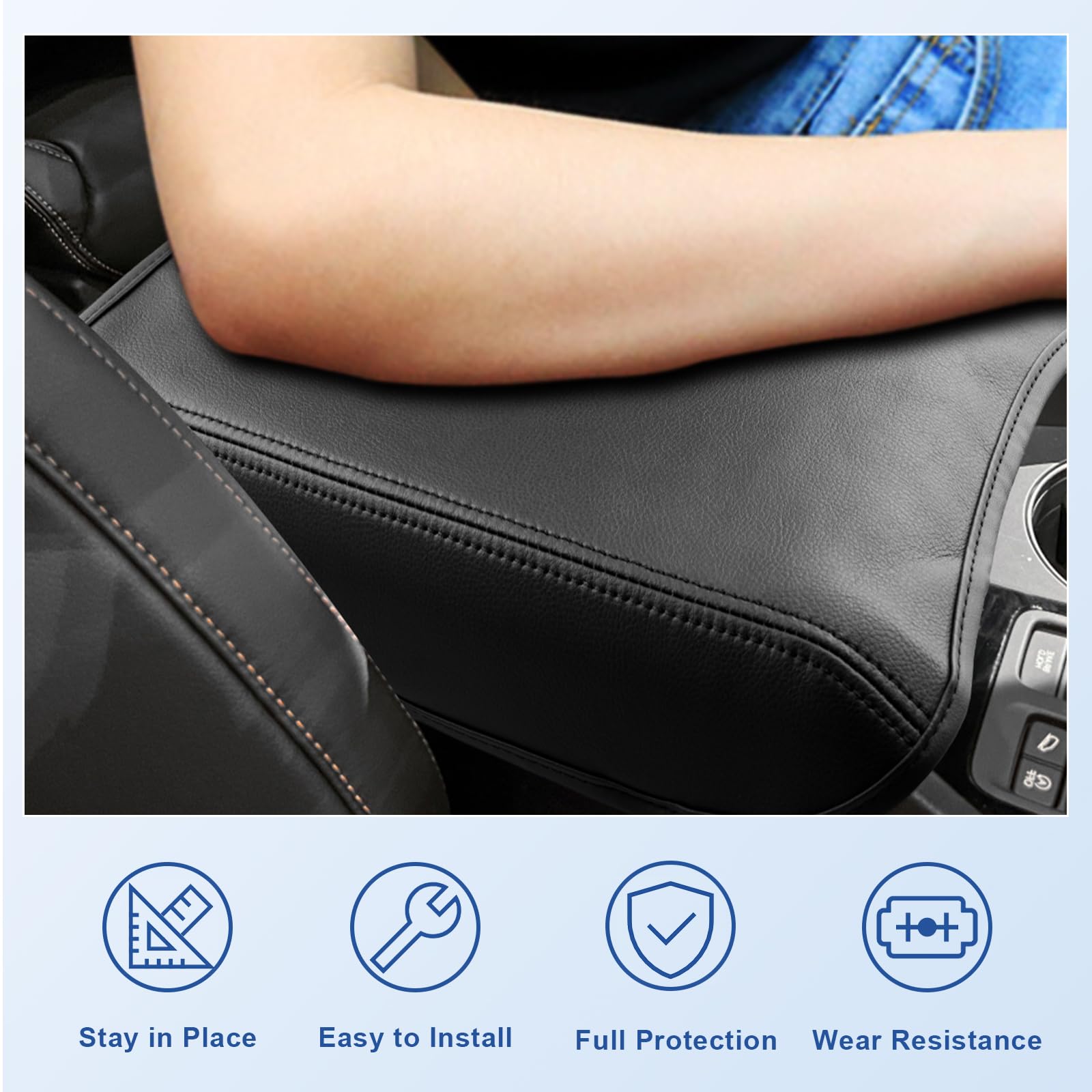 KBH Center Console Armrest Cover For Honda Pilot 2023-2026 – Vinyl Leather Pad, Anti-Scratch, Easy Install, Extra Comfort