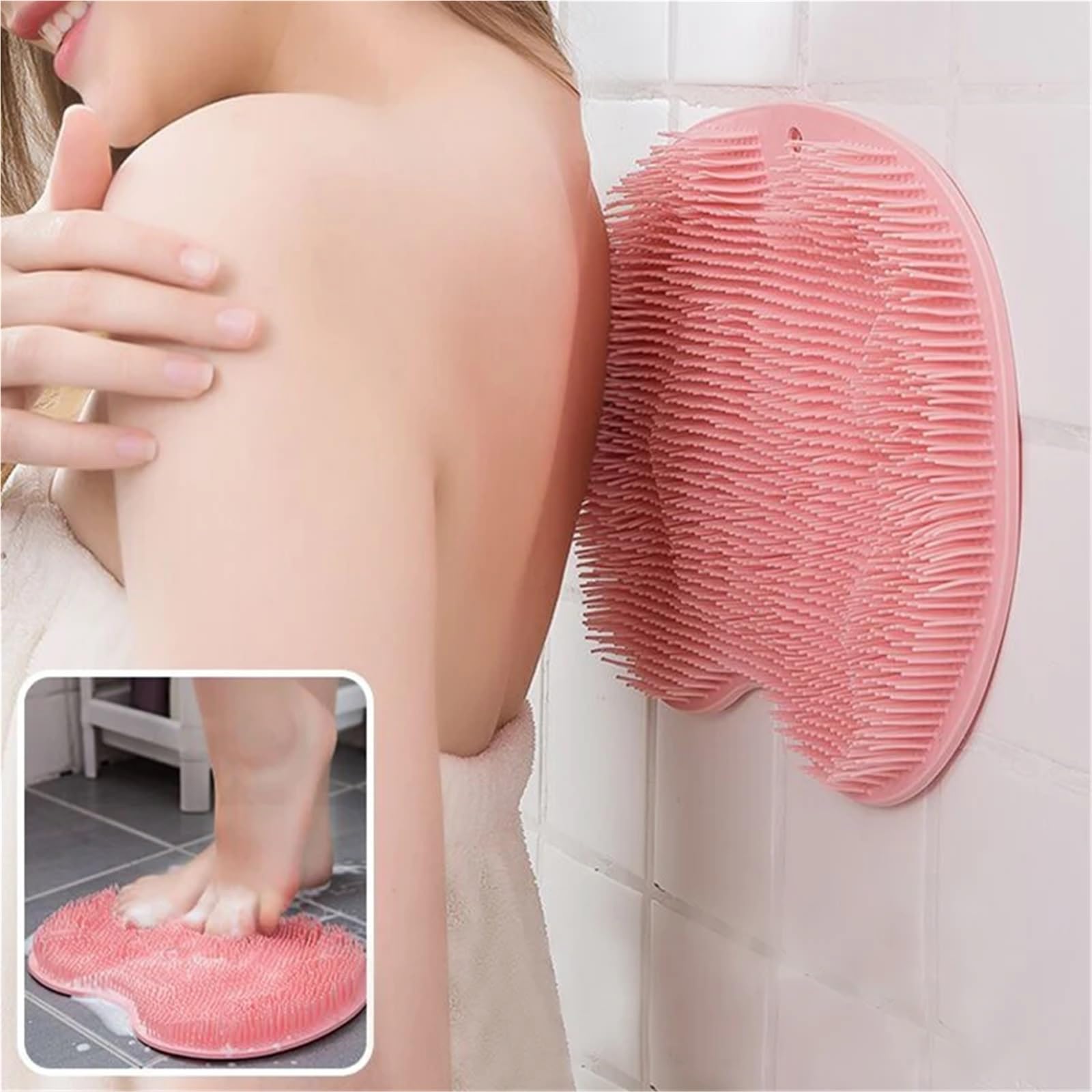 Masaje de Ducha Exfoliante for baño, Alfombra de baño, Cepillo de Masaje de Espalda, Lavado de pies de Silicona, Herramienta de Limpieza Corporal, 2 uds. para Baño(Green)