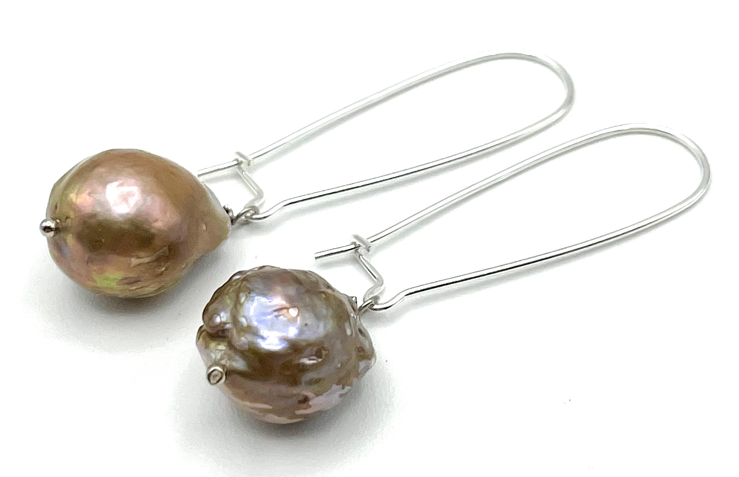 Orecchini con Perle Barocche Naturali, Pendenti in Argento 925, Gioielli Classici, Bijoux Matrimonio, Made in Italy, Regalo per la Mamma