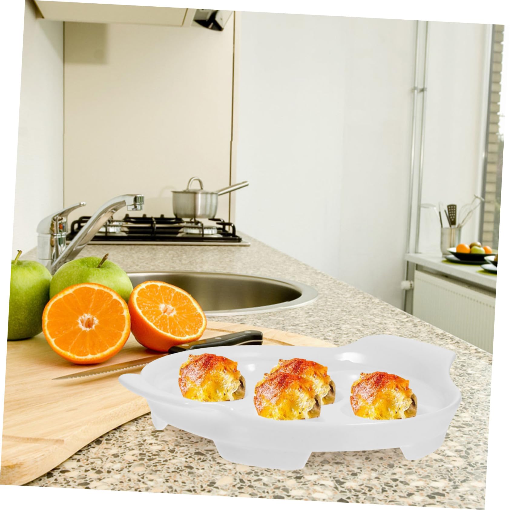 COLLBATH Platos De Cerámica Para Caracoles Con Asas Dobles 7 Pulgadas, Resistente a Altas Temperaturas, Plato Horno Versátil Para Aperitivos, Mariscos y Cenas, Juego 4 Piezas