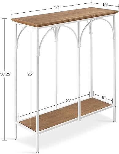 Miniatura 17 de Kate and Laurel Anthea Coastal - Mesa de cóctel de 12 x 12 x 26 pulgadas, color marrón rústico y blanco, mesa decorativa de dos niveles para