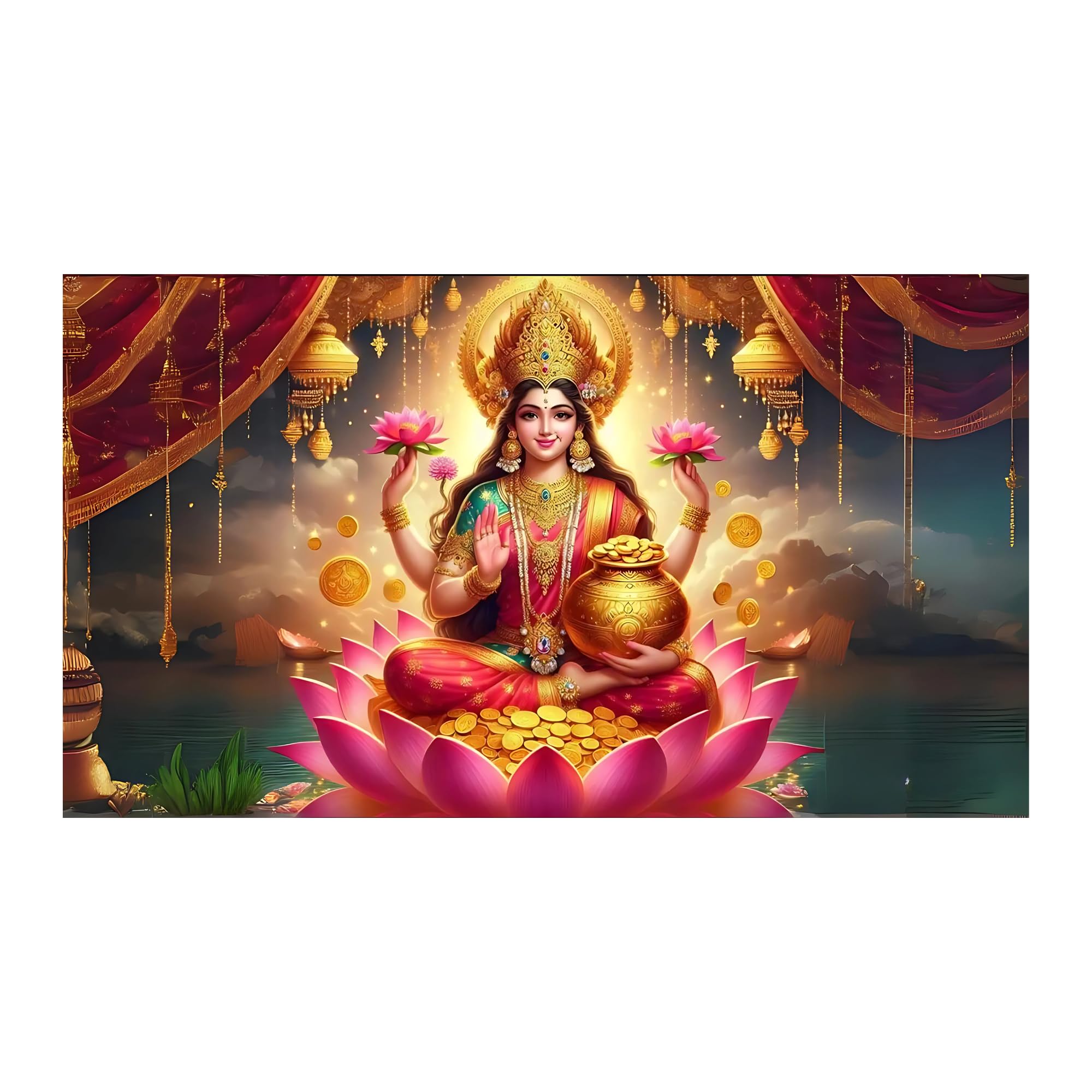 Maa Laxmi Ji: Diwali Special Waterproof Wall Poster (12 x 18 inches)