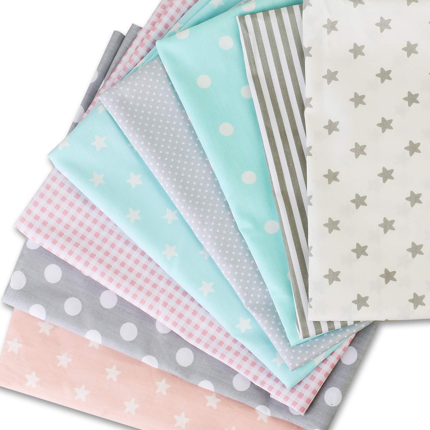 Speedsporting Cotton Fabric Materials for Sewing 8 Pieces 20 x 40 cm - Patchwork Fabric Bundles, Material Scraps, Quilting Craft kit (Typ 2)