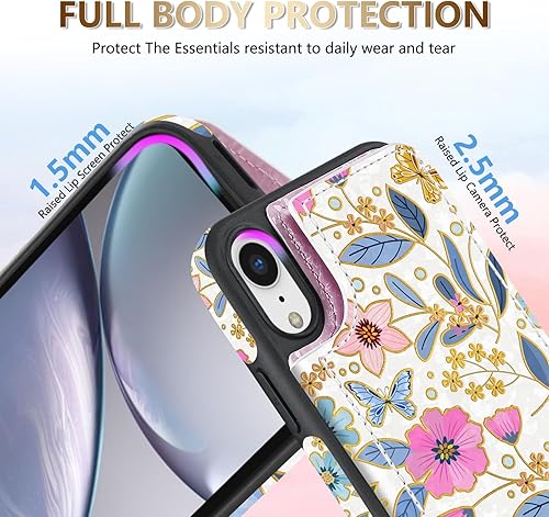 Miniatura 4 de NNH Funda tipo cartera compatible con iPhone XR con bloqueo RFID, ranuras para tarjetas, funda de piel sintética, función atril, doble cierre
