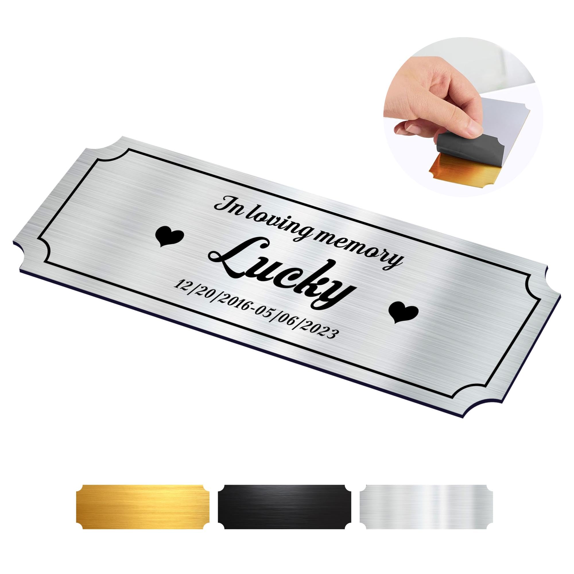Personalized Memorial Name Plaque - Custom Engraved Door Label With Adhesive Backing for Urns and Gifts (Silver-2, 3x1 in)