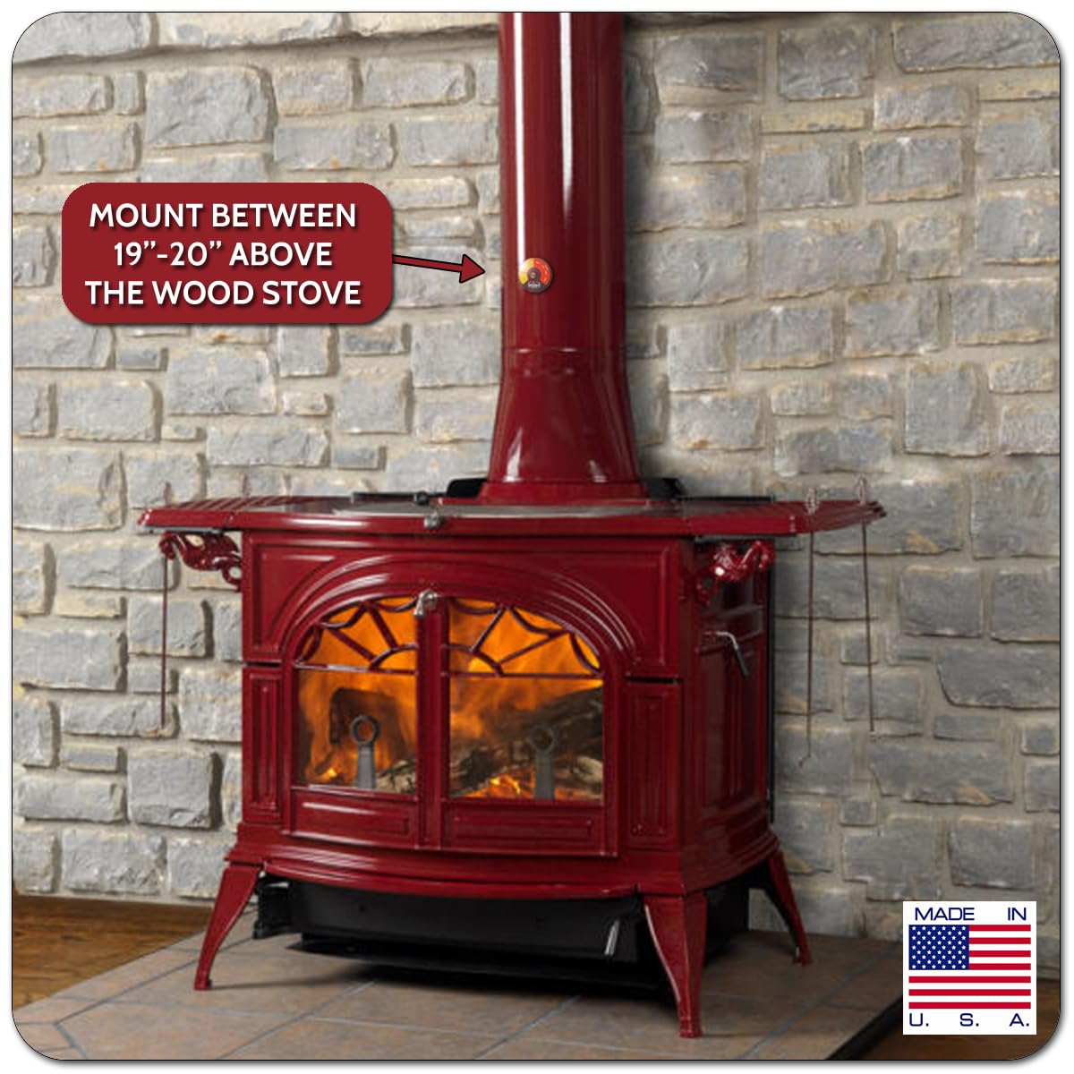 Midwest Hearth Probe Thermometer for Wood Herd with Double Wall Flue Pipe