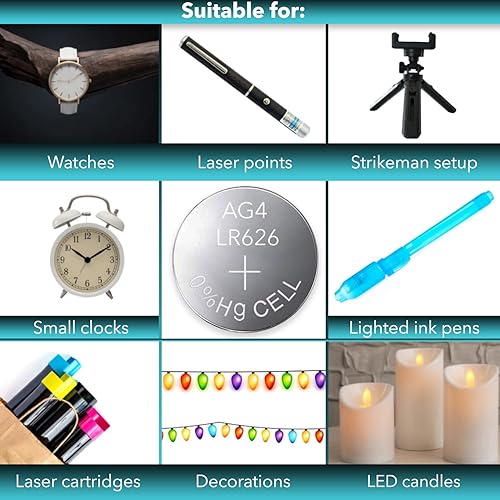 Miniatura 5 de 20 pilas de reloj alcalinas LOOPACELL AG4 LR626 377 de 1.5 V