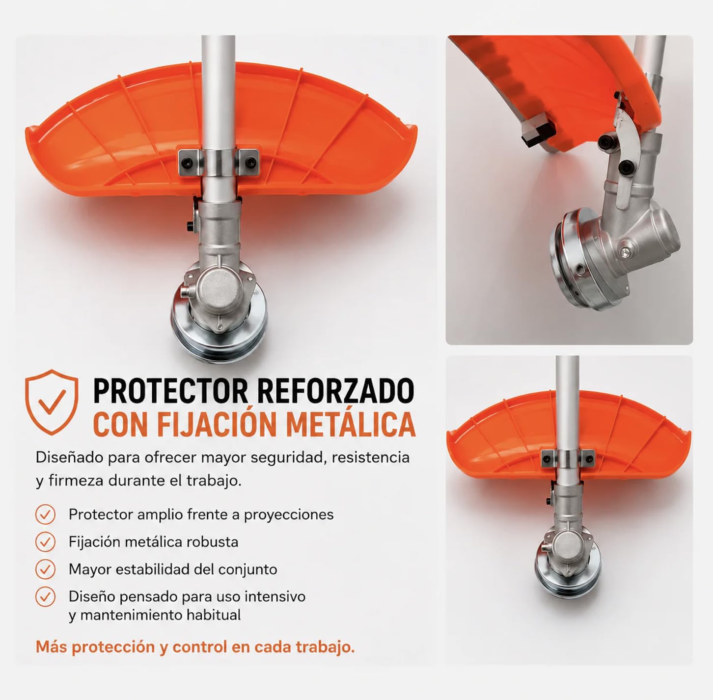 Desbrozadora Gasolina 52cc HMT 2 CV con 3 Sistemas de Corte – Cabezal Nylon, Cuchilla 3 Puntas y Disco para Maleza