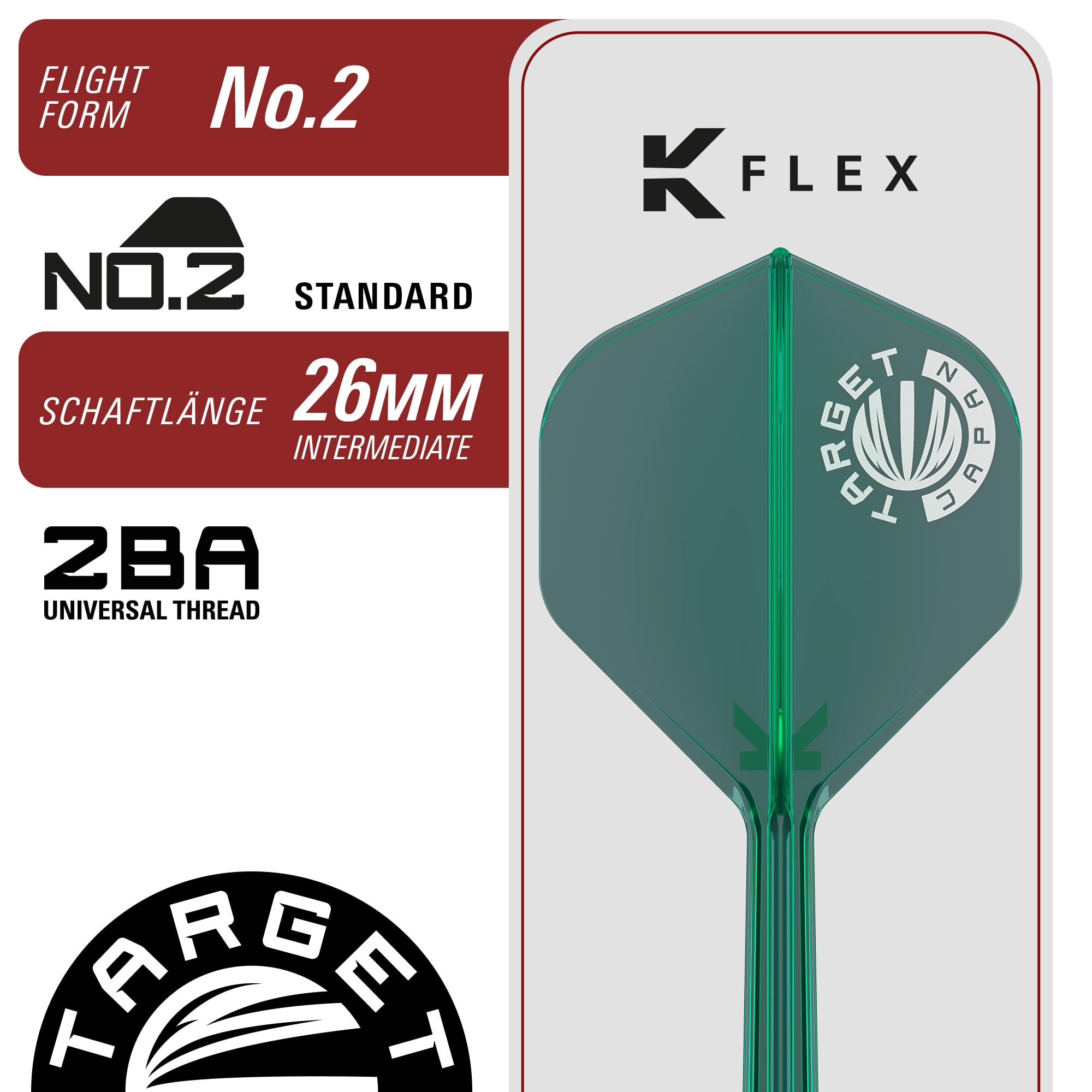 Target Japan Prime Series Zenith G2.5 Steel Tip Darts/Dartpfeile mit K-Flex 23g/24g | 90% Tungsten Set, K-Flex Flights & Shafts No.2, Swiss Nano Point Tips, Ching Ho Tung Gen 2.5
