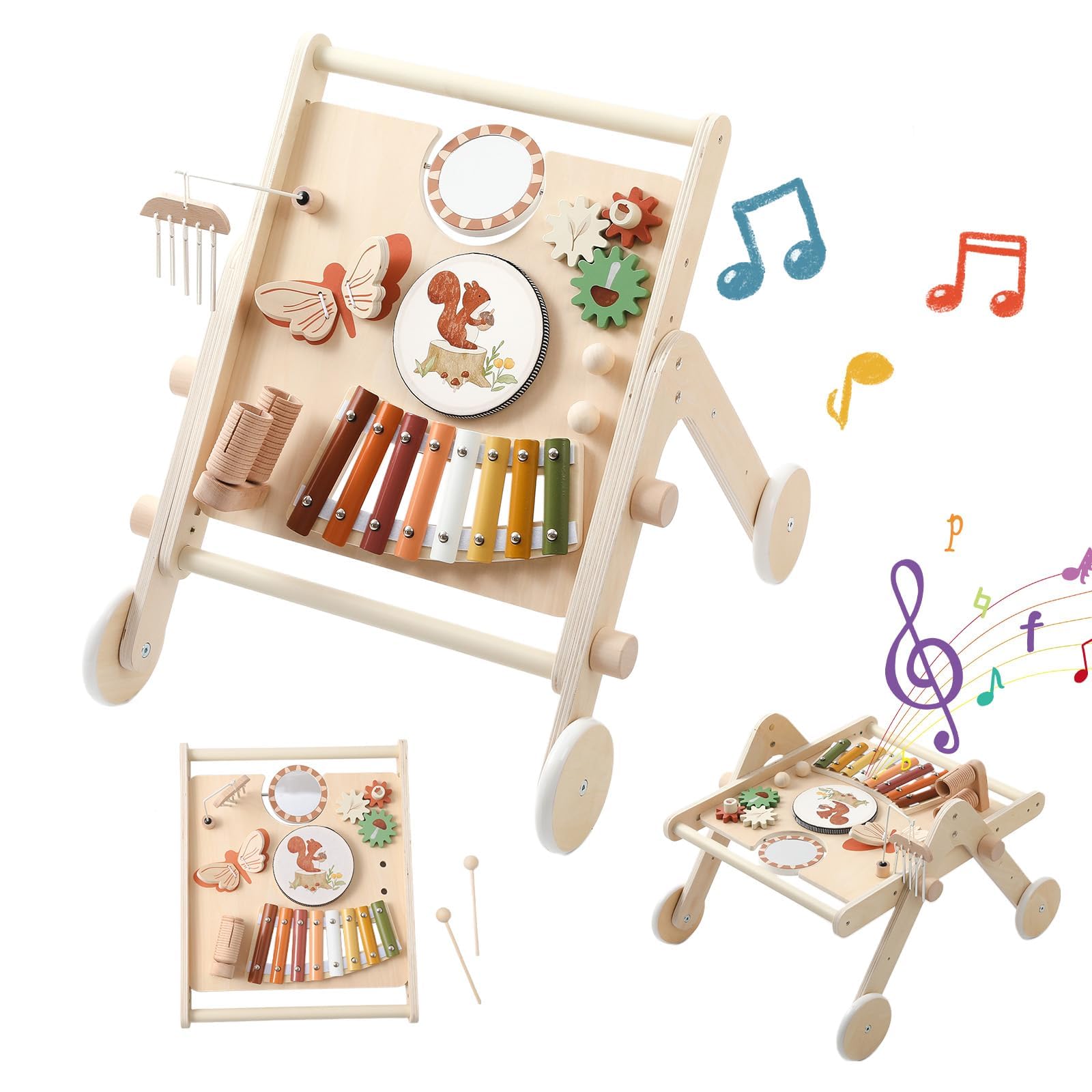 Passeggino in legno per bambini