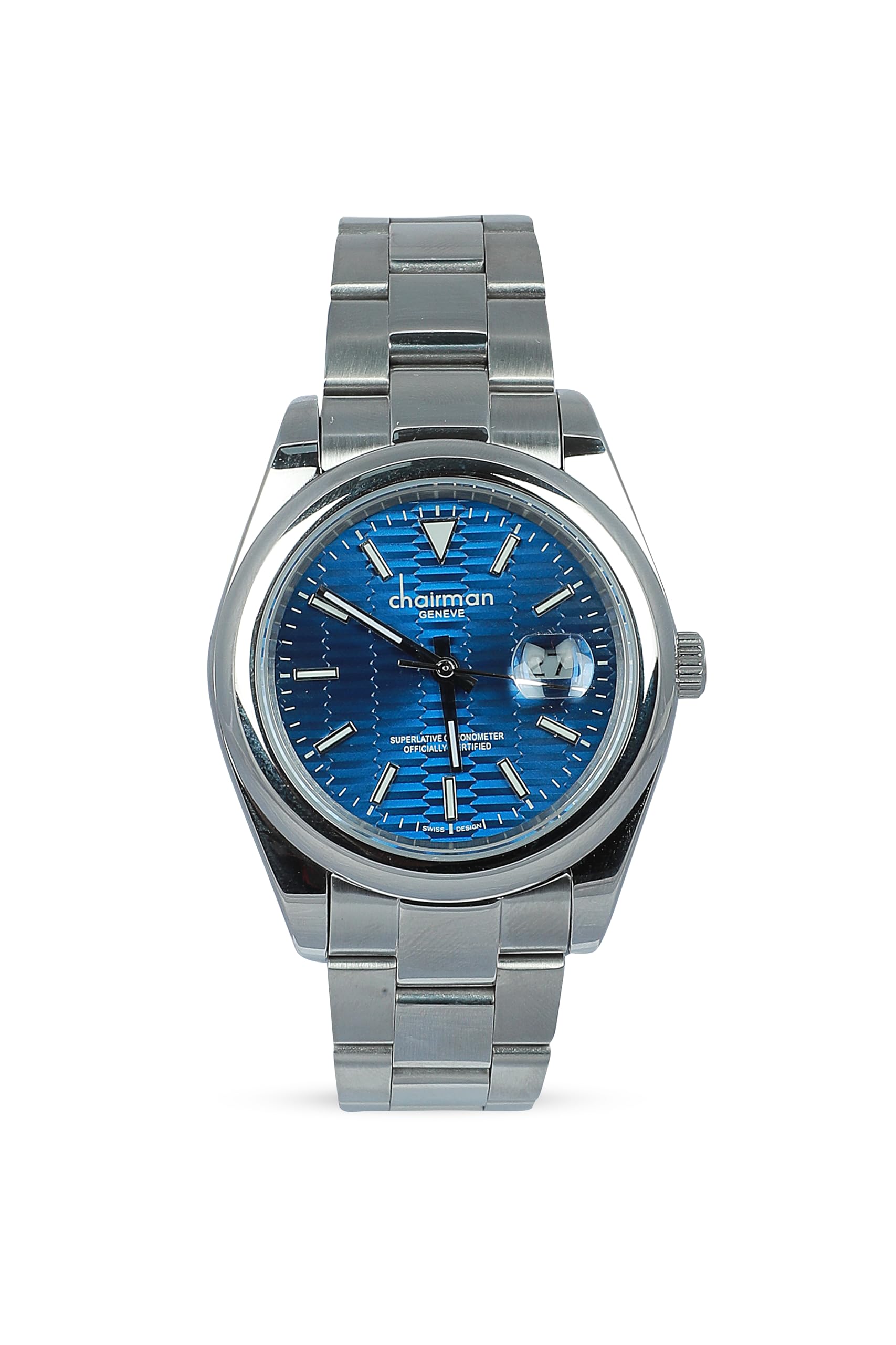 GenericChairman Men's Wrist Watch with Blue Dial and Index Numbers & Date