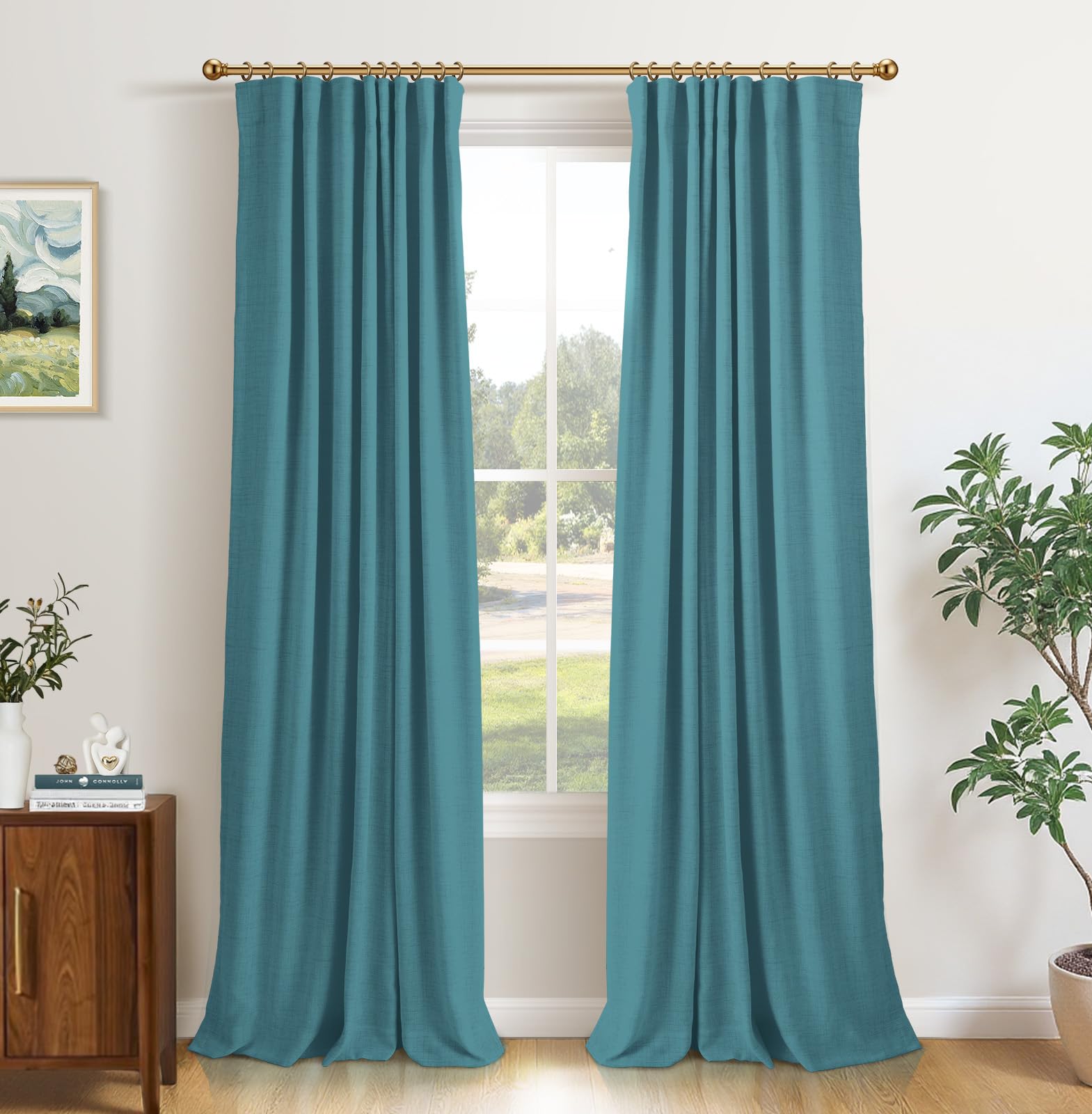 INOVADAY 100% Blackout Curtains for Bedroom Black Out Curtains 84 Inch Long