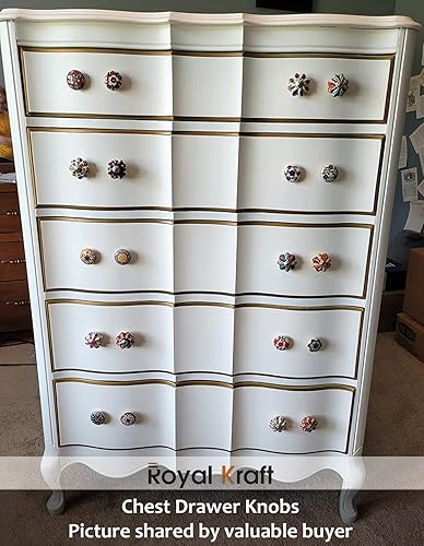 Miniatura 4 de Royal Kraft Pomos de cerámica pintados a mano vintage para armario de cocina, puerta y cajón, armario, armario (10 diseños x 2 piezas  20 perillas)