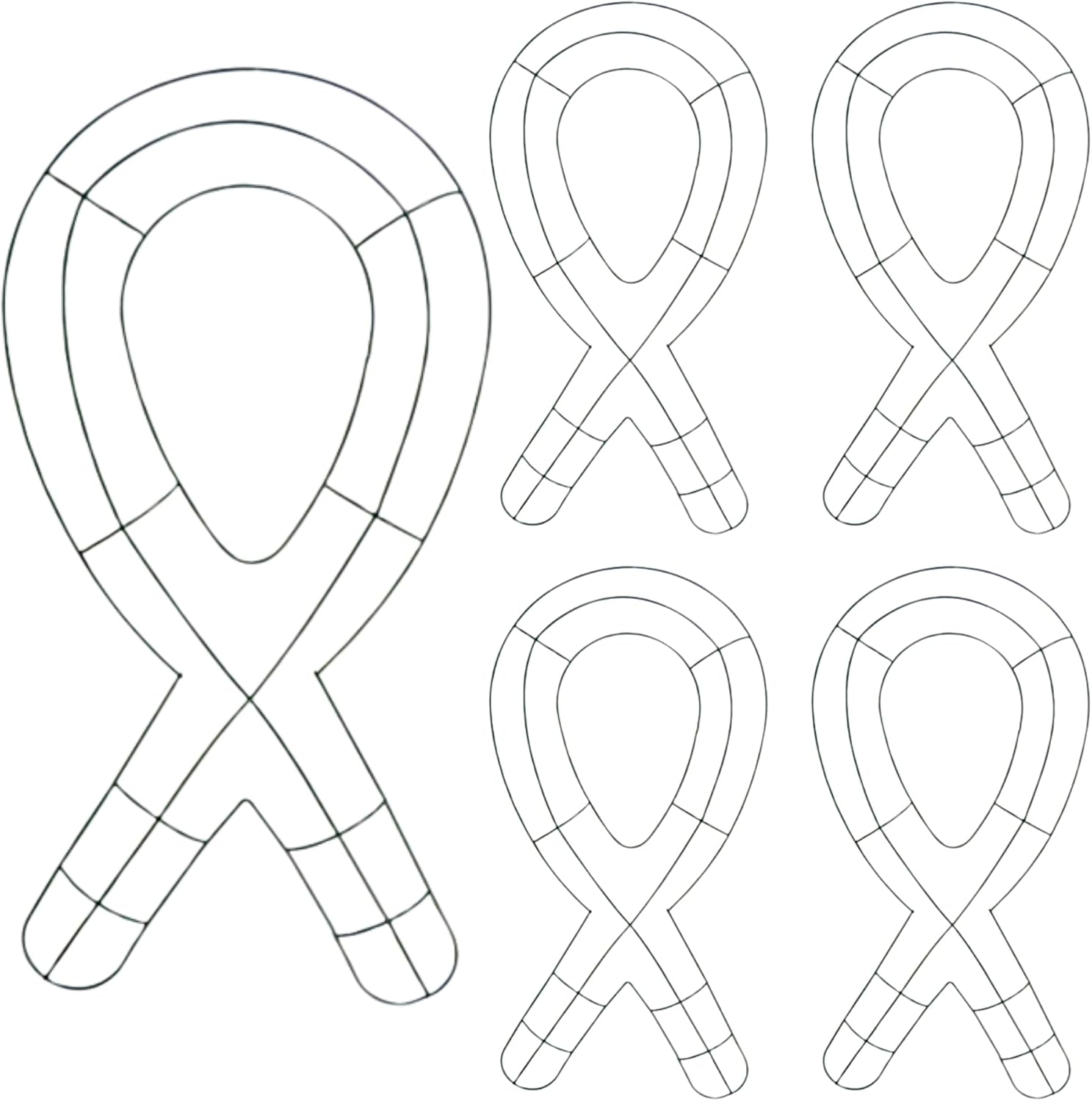 Ja'Cor Remembrance Ribbon Metal Wire Wreath Frame Form 18.75 inch– DIY Floral Mesh Crafts Forms Hanger for Breast Cancer Awareness 4th of July Memorial Day Door Indoor Outdoor Decor (5 Packs)
