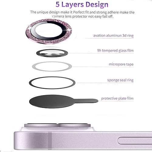 Miniatura 4 de Paquete de 2 Protector de lente de cámara para iPhone 14iPhone 14 Plus, imágenes profundamente restauradas 9H antiarañazos de vidrio templado