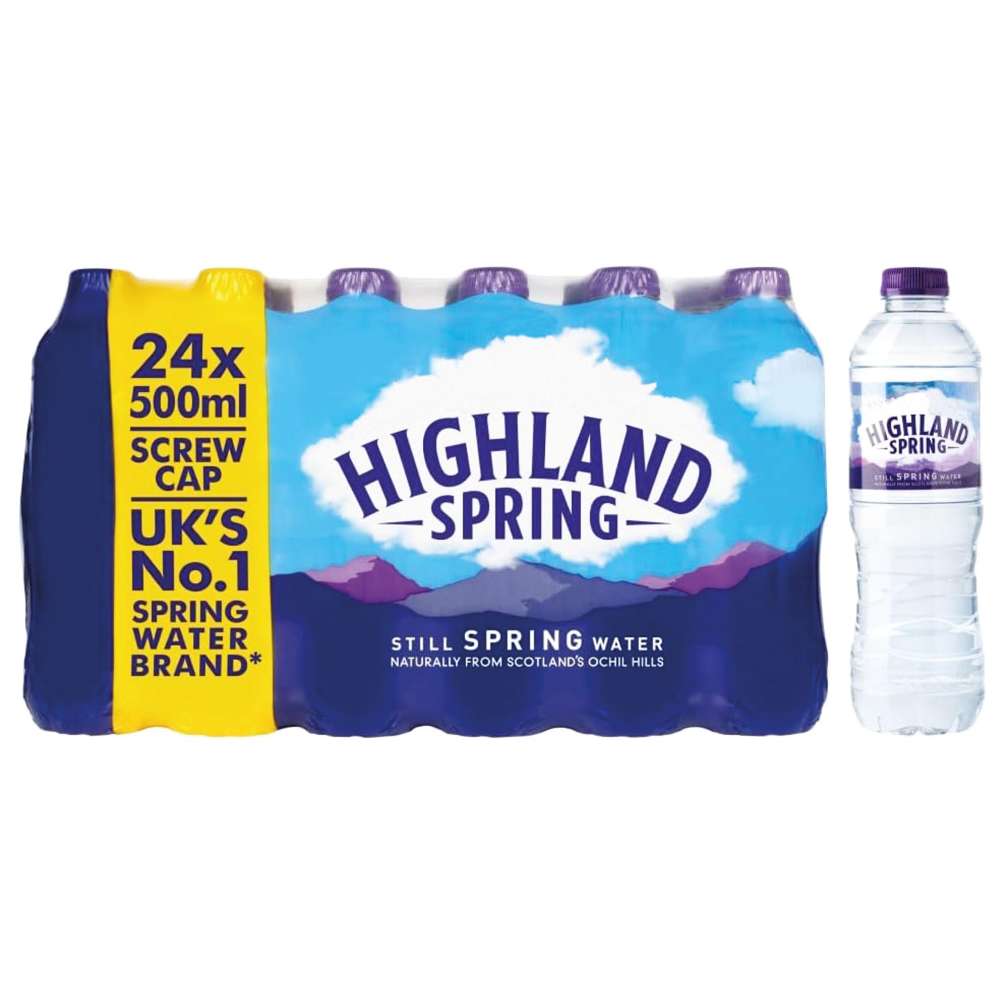 Hiighland Spring Natural Mineral Water 500ml x 24 | Pure and Refreshing Hydration | Perfect for On-the-Go | Naturally Balanced pH | Perfect for Home, Office, and Gym | Crisp and Clean Taste