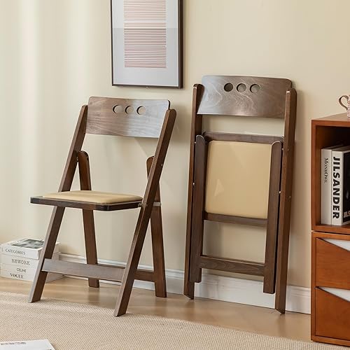 Miniatura 9 de Silla Plegable de Madera con Cojín Suave, Simple y Elegante, Cómoda y Duradera, Adecuada para Bodas, Banquetes y Eventos, Sin Montaje Requerido,