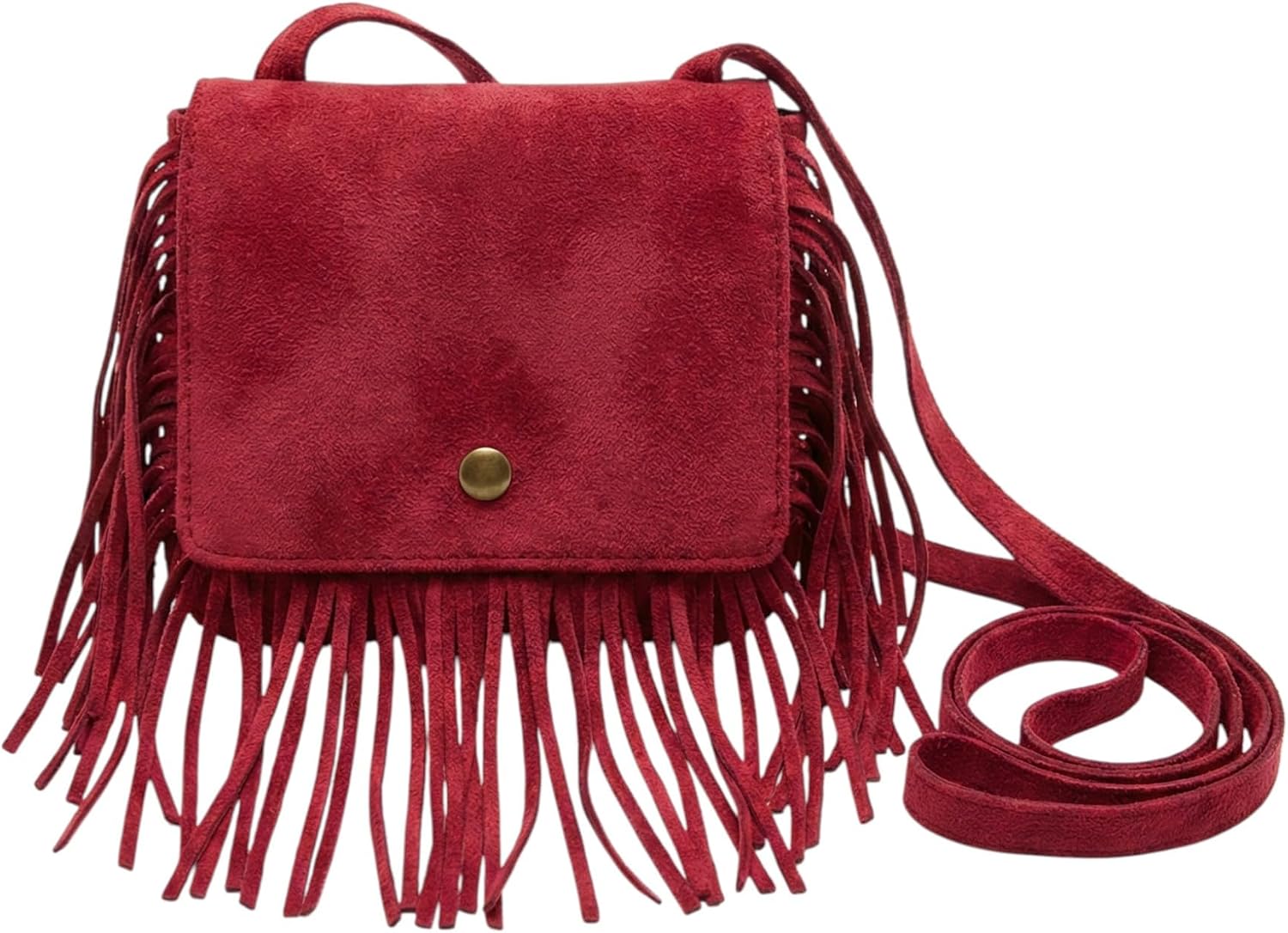 Cute Suede Tassel Mini Crossbody Bag, Boho Fringe Festival Purse for Coachella Outfits, Small Hippie Shoulder Pouch