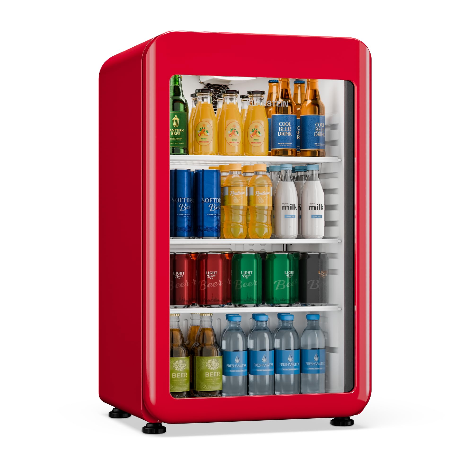 KLARSTEIN Audrey Evo Frigorifero per bevande da 95 L - Frigorifero per bevande con sportello in vetro, luce LED, temperatura regolabile 0-10 °C, 3 ripiani, funzionamento silenzioso