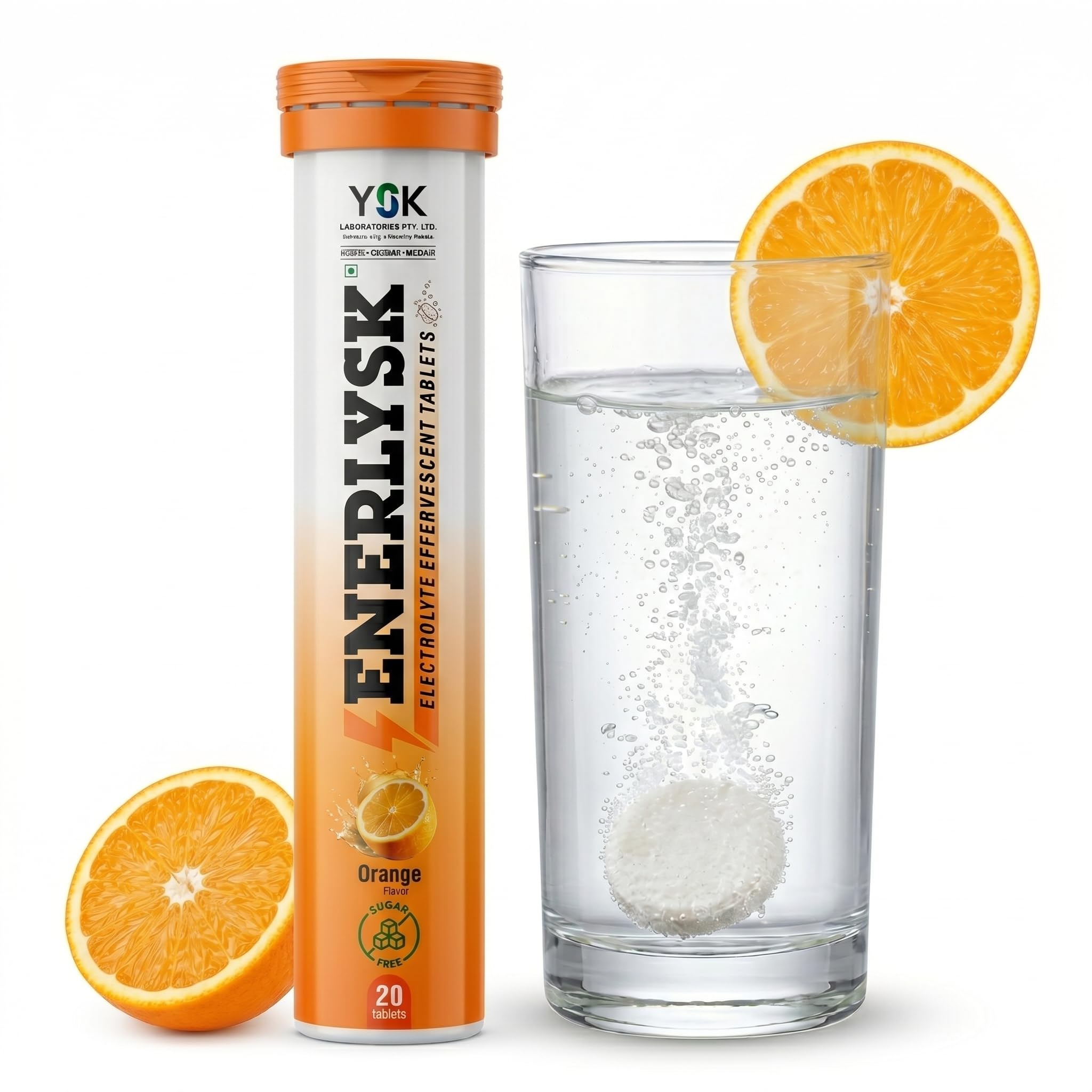 Hydration Effervescent Tablets – Orange Flavour | Electrolytes with Vitamins | Sugar Free | 20 Effervescent Tablets-image-48
