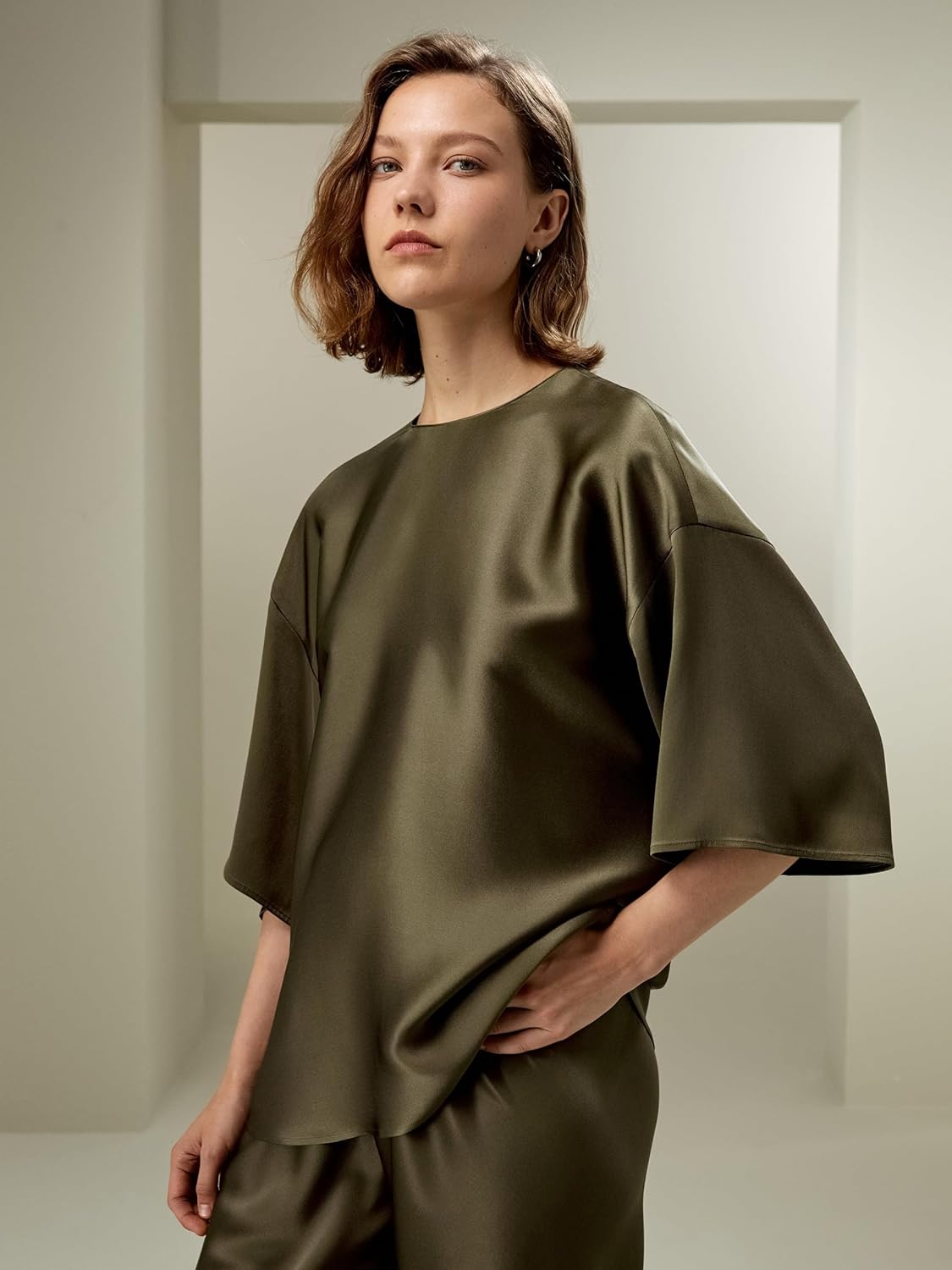 LilySilk Womens Pure Silk Blouse Ladies 32MM Double-Faced Silk Basic Top 3/4 Sleeves Crewneck - Image 7