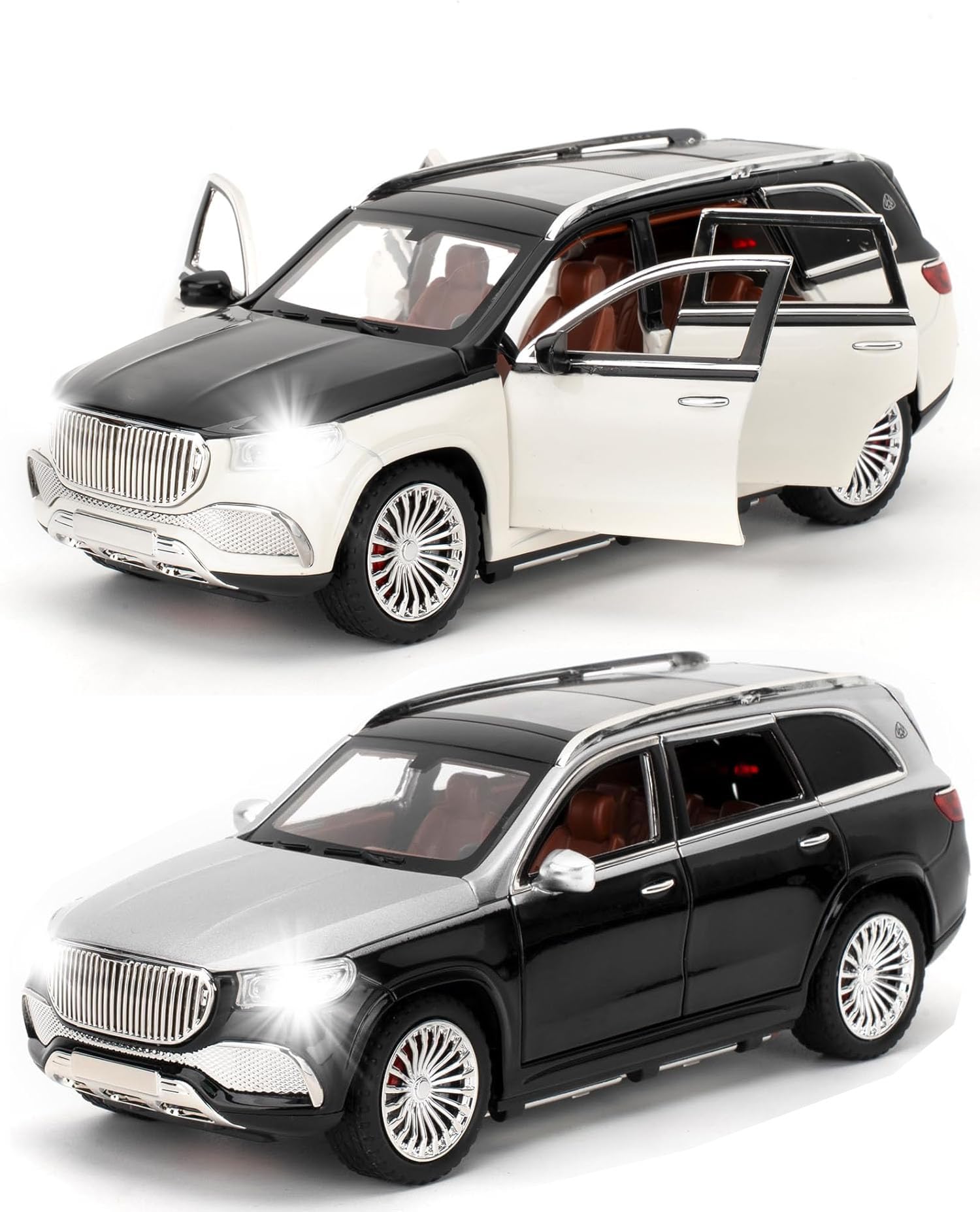 Magicwand 1:24 Scale Die-Cast Mayybachh GLS【Large】 with 6 Openable Doors,Pull Back Action,Working Lights & Working Horn【Colors as Per Stock】【Pack of 1】