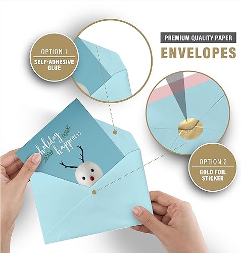 Miniatura 5 de 240 tarjetas de felicitación de Navidad con sobres, 6 diseños surtidos de 4 unidades con puntos UV de alto brillo, tarjetas de Navidad de 7.25 x 5.5