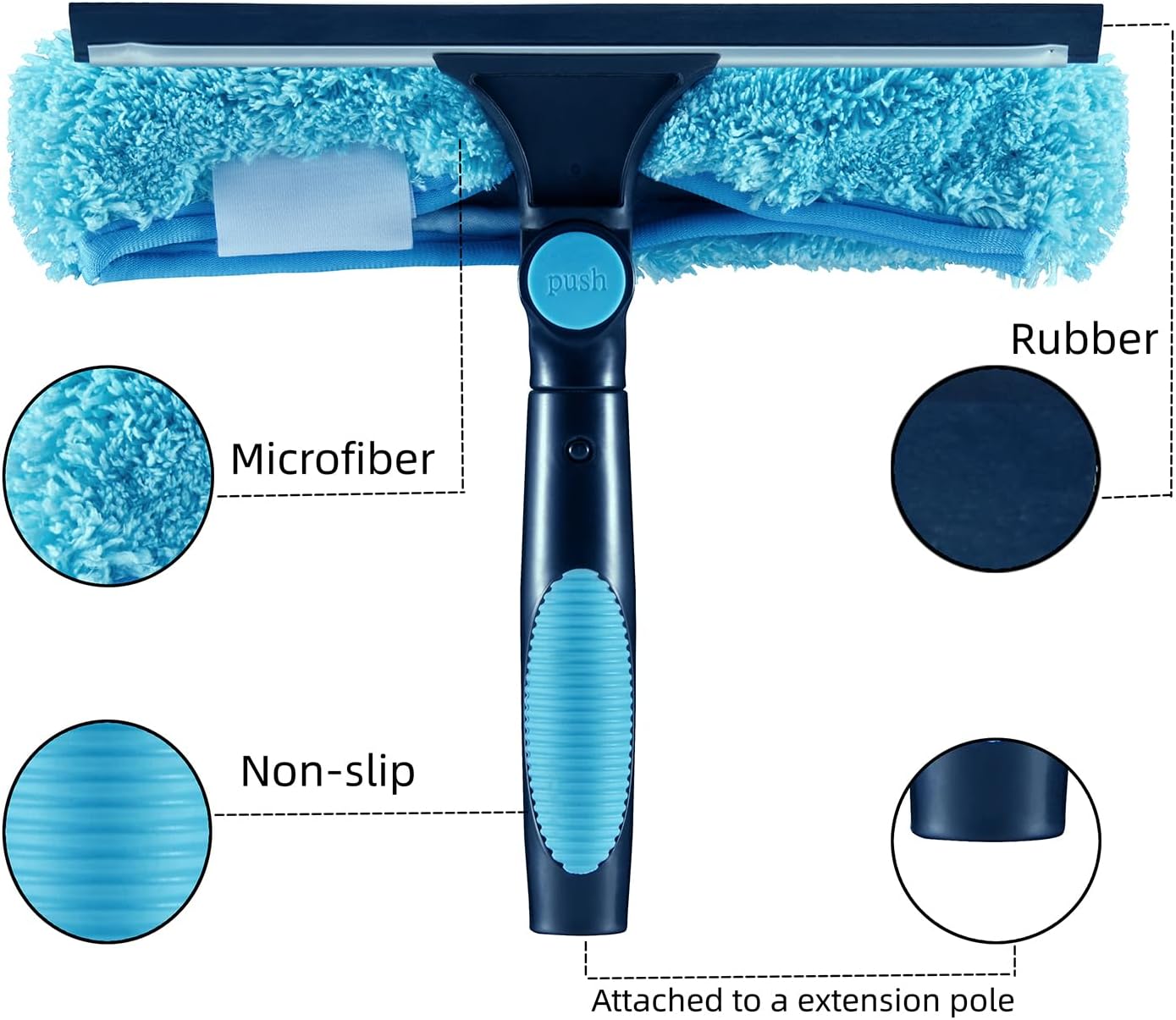 11" Window Squeegee and Microfiber Scrubber 2-in-1 Combo Cleaning Tools (Attachement Only) (4)
