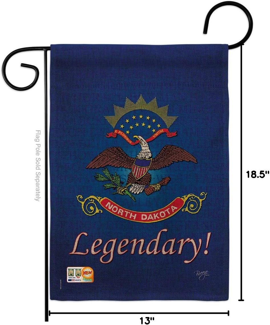 North Dakota Burlap Garden Flag Americana States USA American Territories Republic Country Particular Area Small Decorative Gift Yard House Banner Double-Sided Made In 13 X 18.5