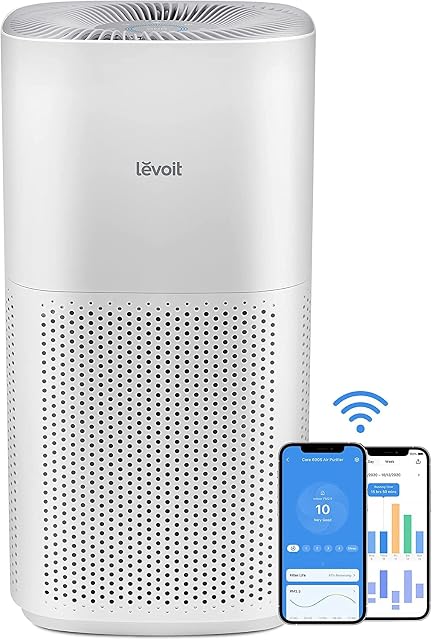 LEVOIT Smart Air Purifiers for Home Large Room, Covers up to 1588 Sq. Ft, APP Control and PM2.5 Display, H13 HEPA Filter Removes 99.97% of Particles, Allergies, Dust, Smoke, Alexa Control, White