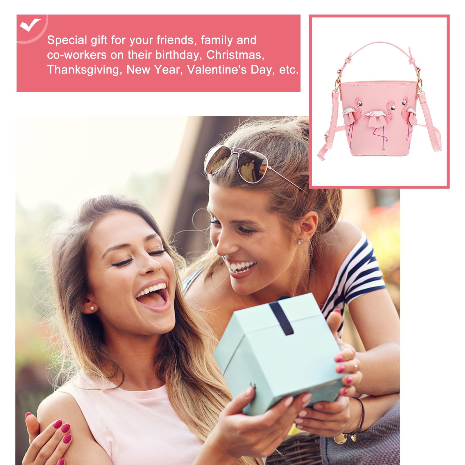 PACKOVE Flamingo Bucket Bag Cartoon Crossbody Bag Funny Women'S Handbag Flamingo Purse Pink Crossbody Purse Flamingo Shoulder Bag Top Handle Crossbody Bag