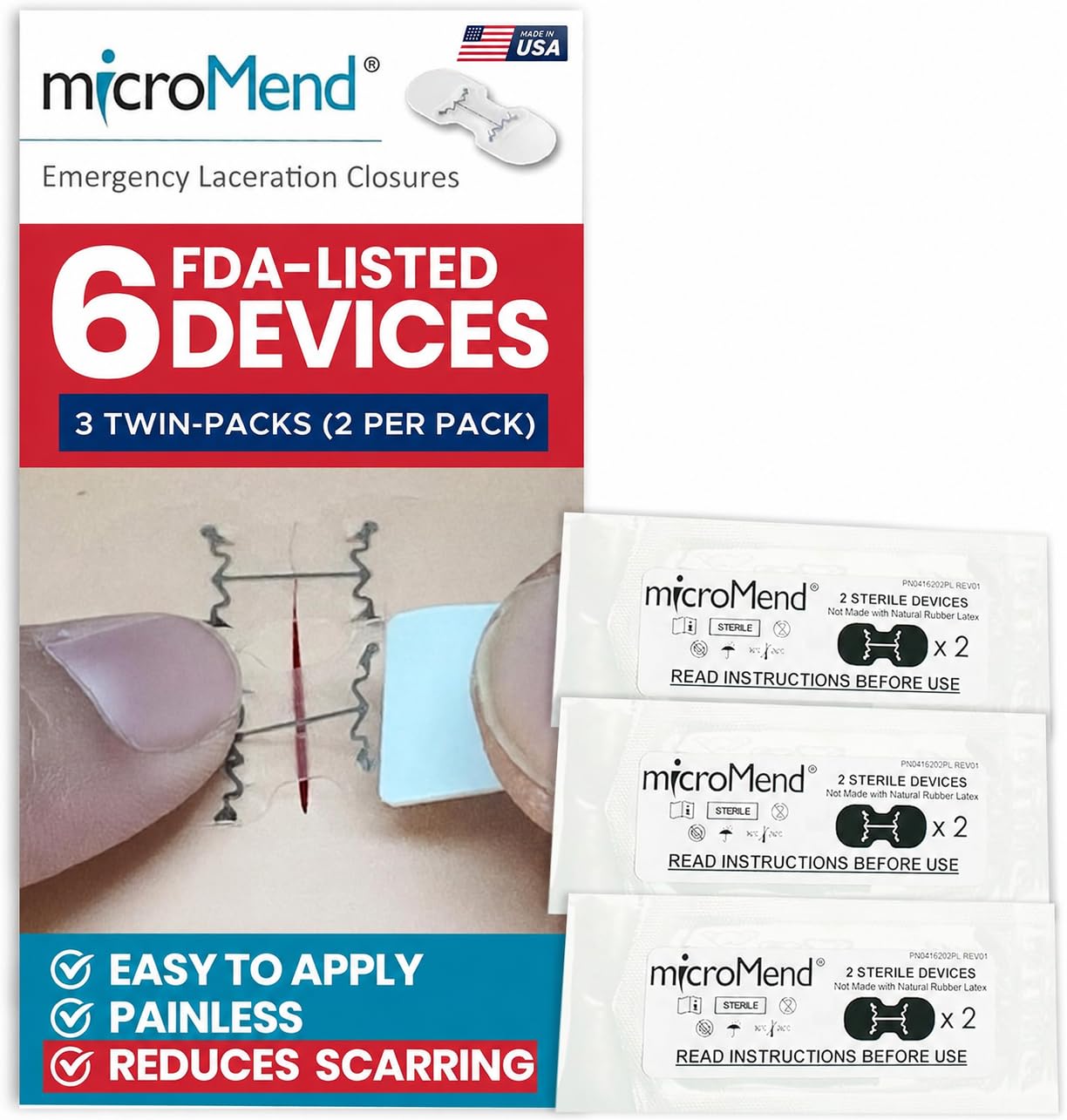 Emergency Wound Closure Kit - 6 Sterile Laceration Strips