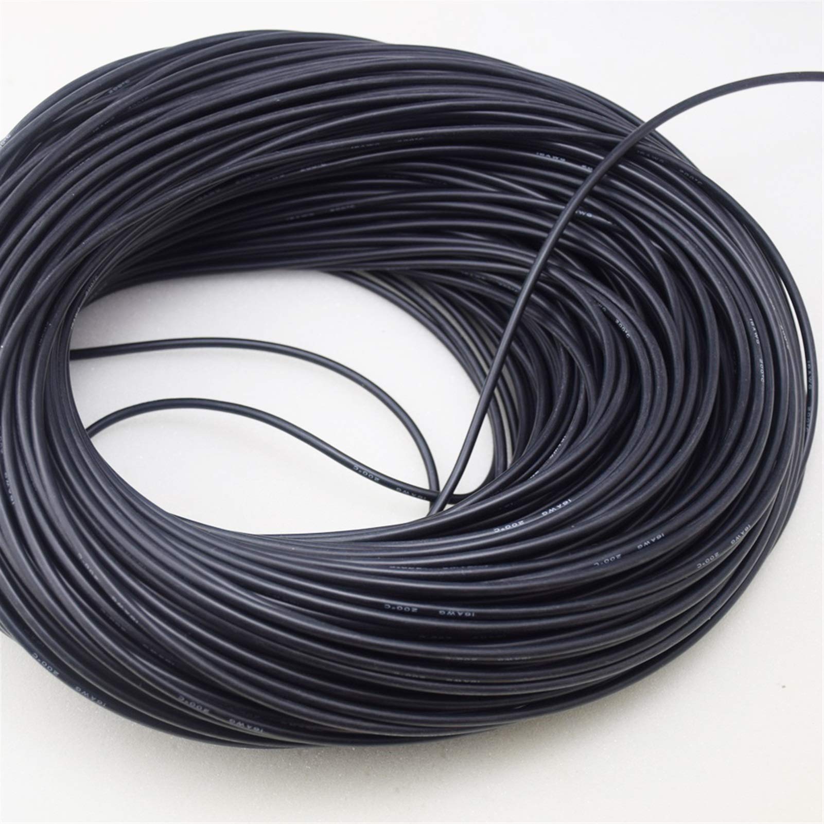 Jinchao-Alambre de Cobre 18 AWG 50 M Calibre Alambre de Silicona, Cable de Cobre Trenzado Flexible para RC Negro Accesorios para Equipos