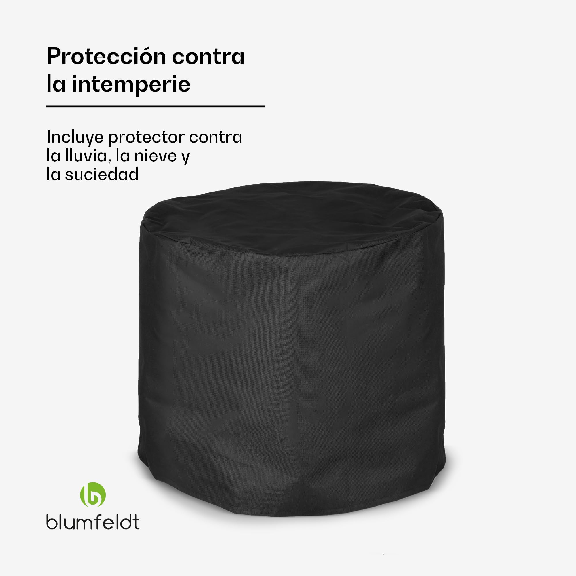 Blumfeldt Cuenco de Fuego, Hoguera móvil con Cubierta para la Lluvia, Asas de Madera, Mesa de Fuego para Exteriores, Chimenea de leña de Mesa con Vista 360°, Hoguera para el Patio y la terraza