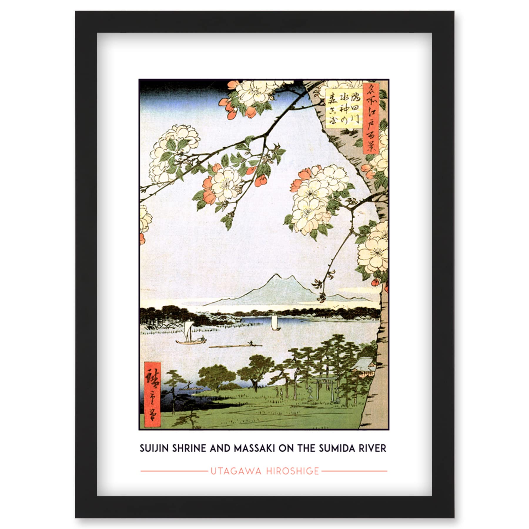Wee Blue Coo Utagawa Hiroshige Suijin Shrine And Massaki On The Sumida River Painting Artwork Framed Wall Art Print A4