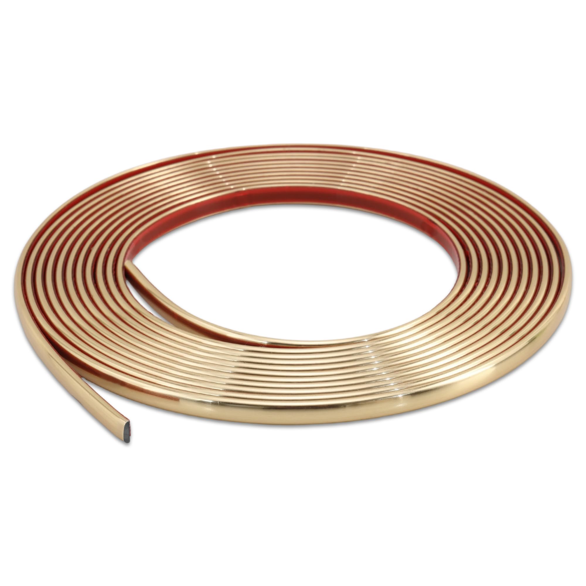 Trimold Moldura autoadhesiva en oro cepillado de 5 m, flexible para bordes de espejo, pared, techo, suelo, armario y azulejo