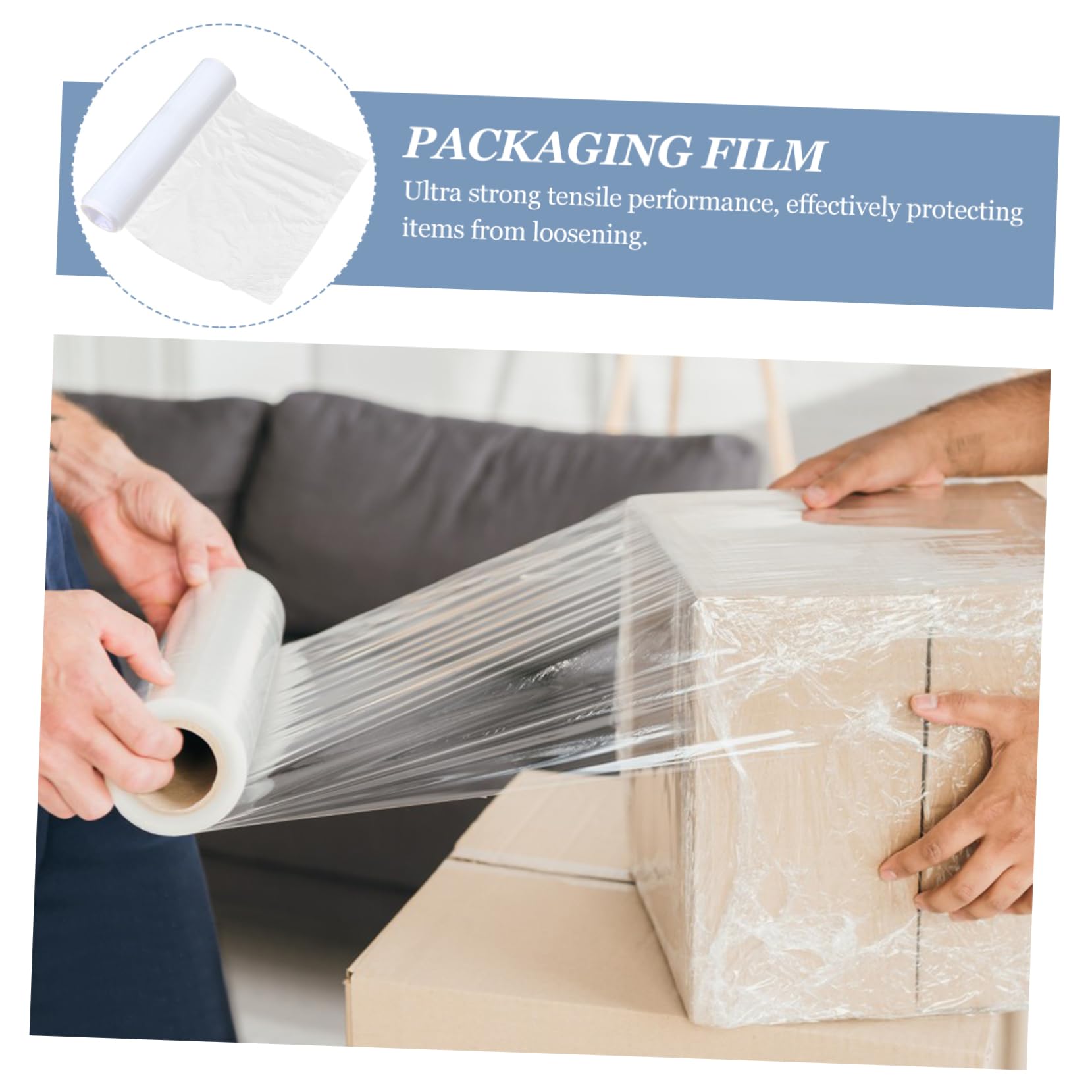 Angoily Film Étirable D’emballage Transparent en Hdpe, Forte Auto-adhérence, Résistant à L’eau la Poussière, Déménagement Stockage