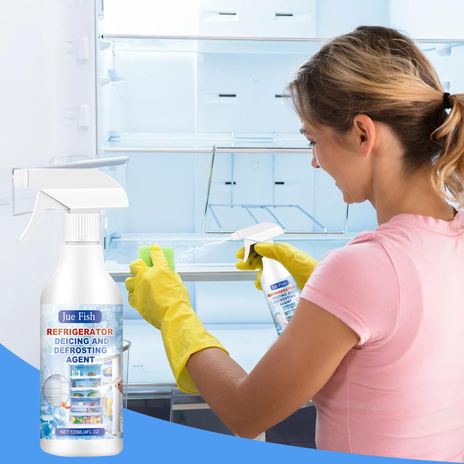 Hainue Środek do czyszczenia zamrażarki, spray do odmrażania w sprayu 120 ml, spray do zamrażalnika, do lodówek, odmrażania
