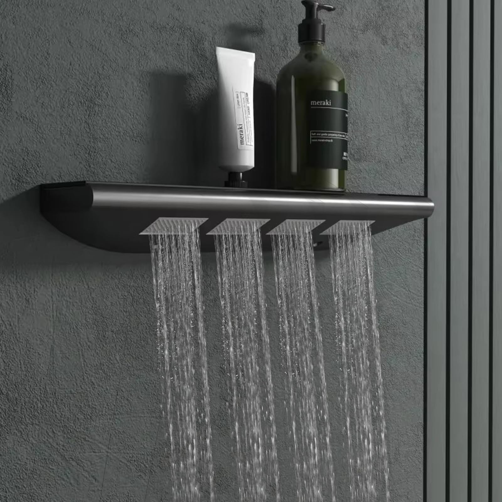 Colonna Doccia, Set Doccia Multifunzione con termostato, Set Doccia con soffione 30x90cm, LED Multicolore, Doccia Portatile Multifunzione, soffione Doccia Completo, Acciaio Inox, Cromo