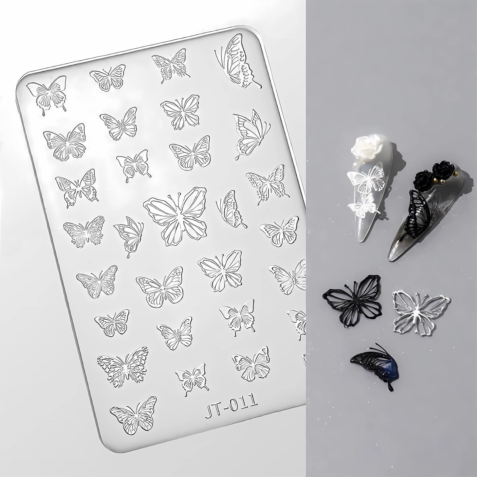 Nail Art Silicone Molds 3D Nail Art Mold Multi-Shape Butterfly Embossed Silicone Molds Suitable for DIY Nail Art Decoration