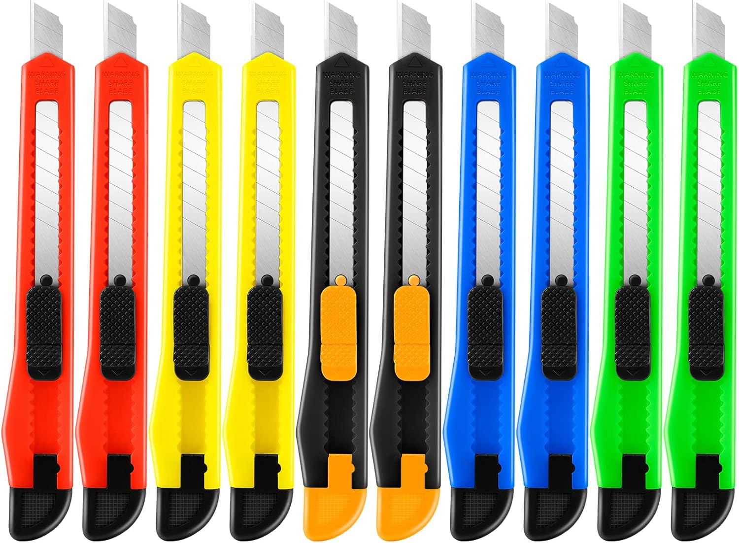 TIFICAL 10 Pack Box Cutter Retractable, 9MM SnapOff Blade Utility Knife, Razor Knife with Self