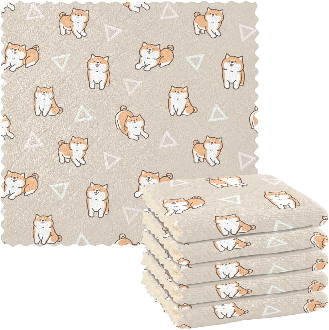 Akiraki キッチンクロス 柴犬 犬柄 動物柄 可愛い アニマル ふきん 雑巾 吸水 速乾 汚れ