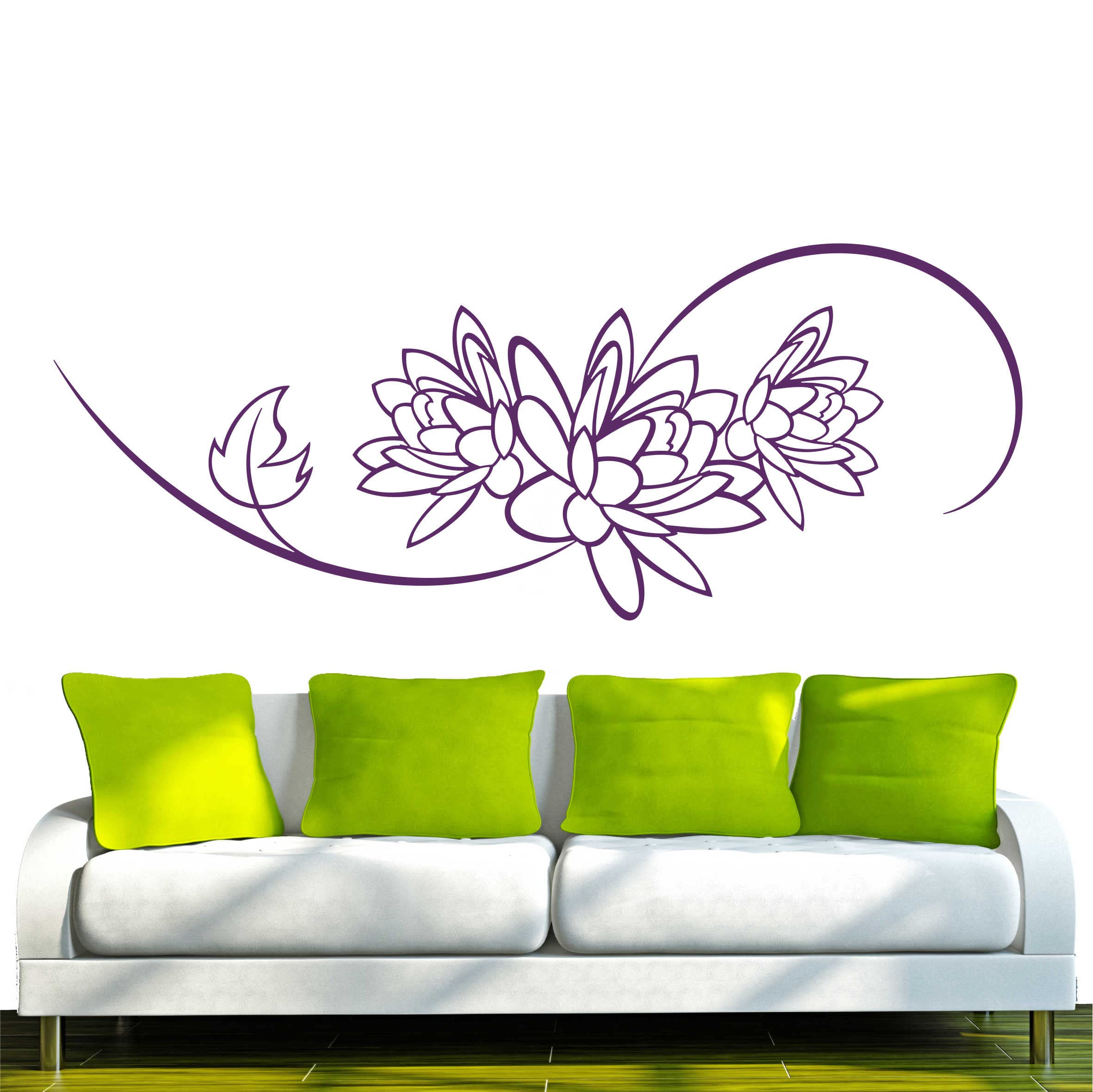 INDIGOS UG - Decalcomanie da muro - adesivi da parete - Murale - f415 bellissimo fiore fiorito, 160 x 62 cm, viola, - Decorazione per soggiorno, camera dei bambini, ufficio, scuola