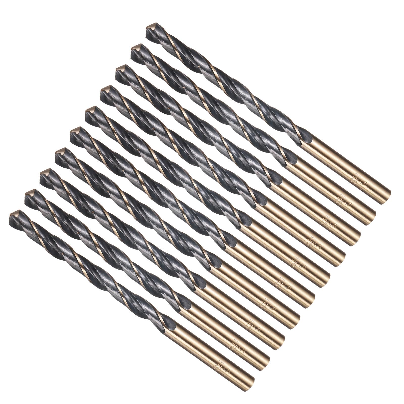 METALLIXITY Drill Bit (5.5mm) 10pcs, 4341 High-Speed Steel Straight Shank 118° Black and Gold Finish for Copper Aluminum Wood Plastic Medium Hard