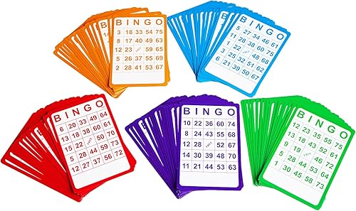 Miniatura 2 de Yuanhe 100 tarjetas de bingo Resuable Bingo Juego de papel cartulina a granel, 5 colores