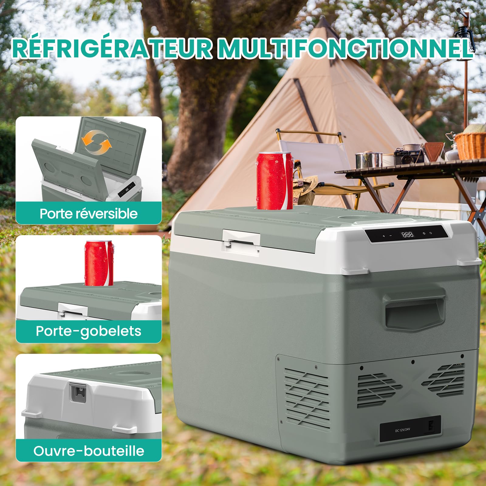 Alpicool GC40 37L Réfrigérateur de Voiture, Glaciere Electrique Portable Neuve 2026,12V/24V DC 100-240V AC,Glacière à Compression pour Camping,Voyage en Voiture,-20℃-20℃,Plateau à Glaçons Offert